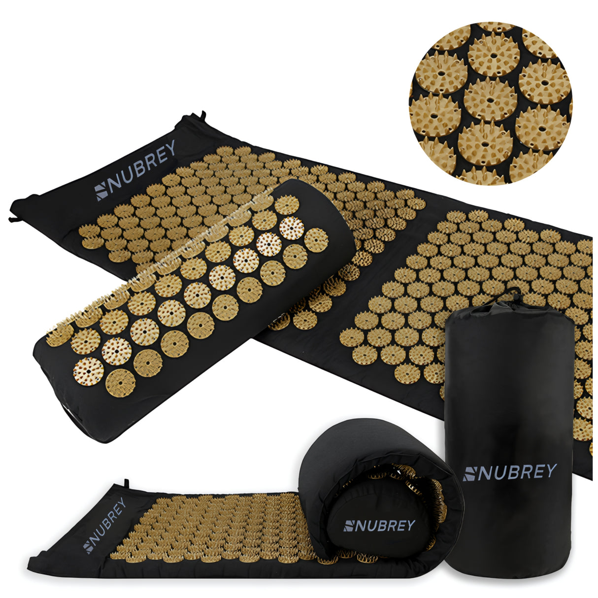 Czarna mata do akupresury z kolcami