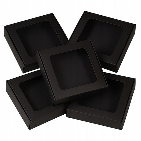 Czarne pudełka prezentowe z okienkiem 5 szt.