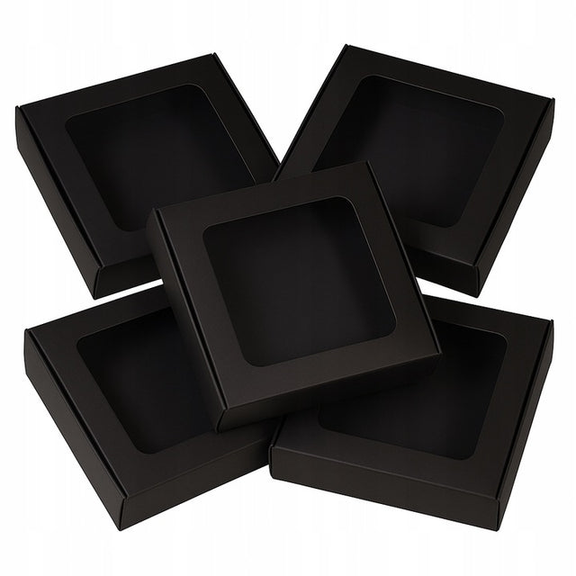 Czarne pudełka prezentowe z okienkiem 5 szt.