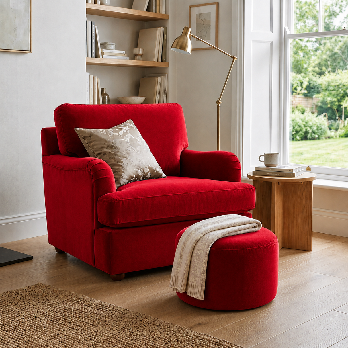 Round Ottoman Footstool VARIOUS COLORS VELVET