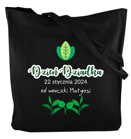 Prezent na dzień babci torba bawełniana Dzień Dziadka 2024 czarna