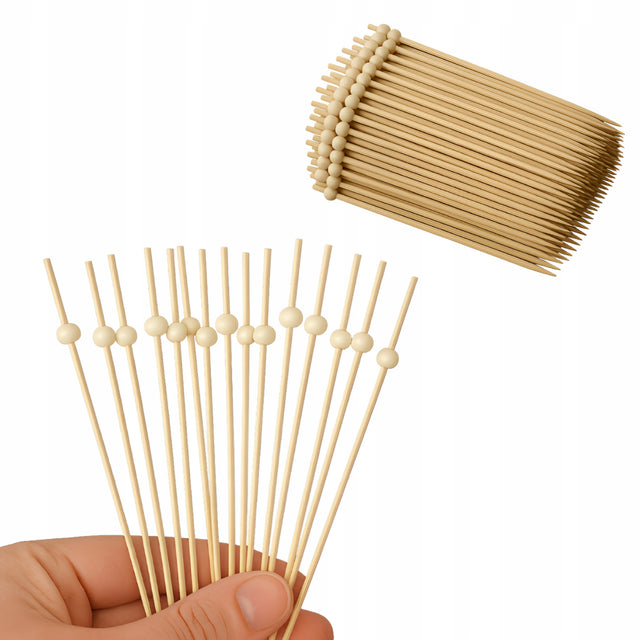 Drewniane wykałaczki z ozdobną kulką 50szt.
