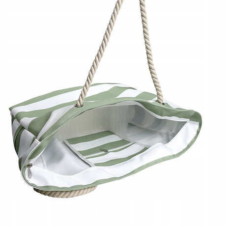 Duża torba plażowa w paski z grubym sznurem