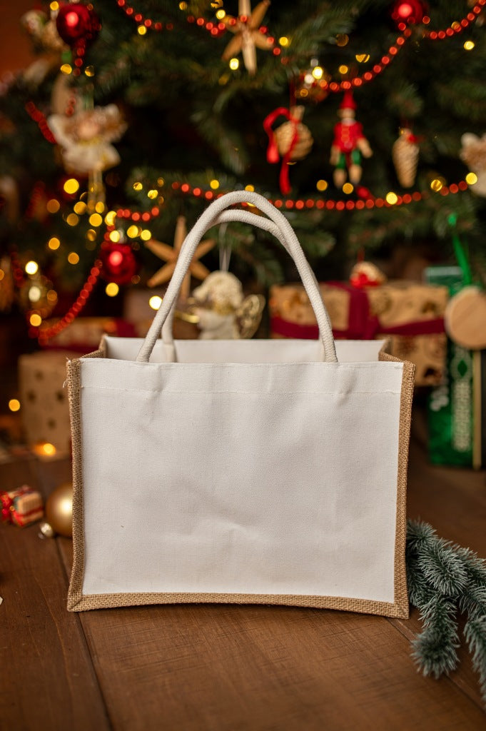 Ekologiczna torba jutowo bawełniana z uchwytami
