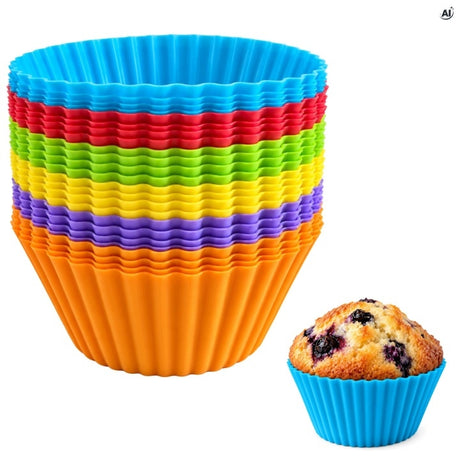 Silikonowe foremki do muffinek kolorowe 24 szt.