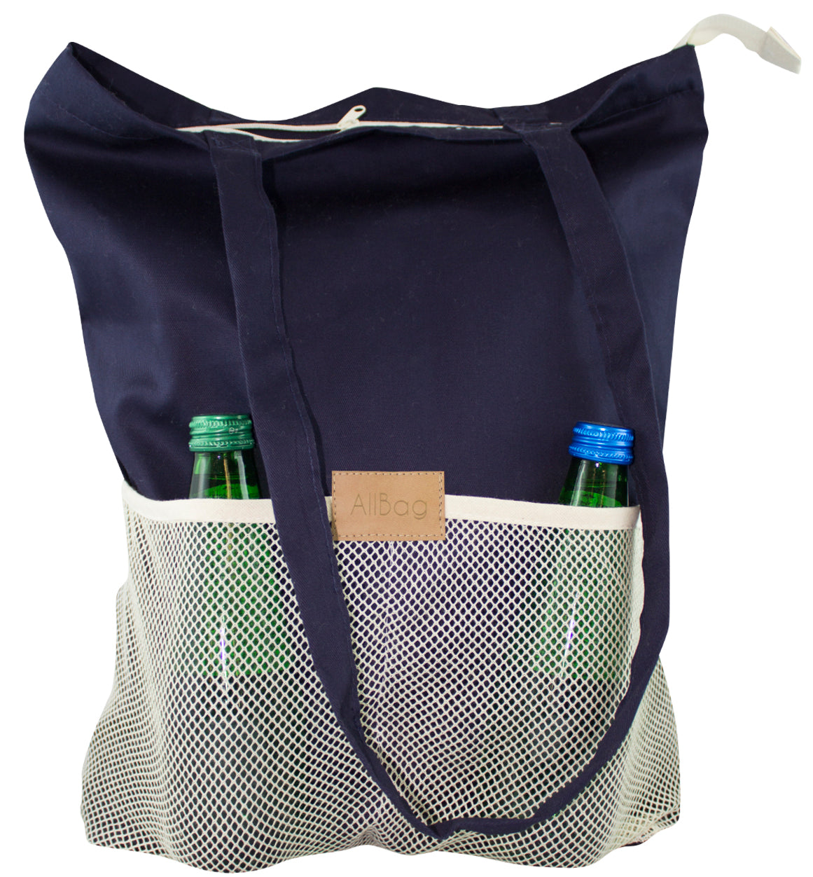Granatowa materiałowa torba shopper damska - Akcesoria - Granatowy, Niebieski