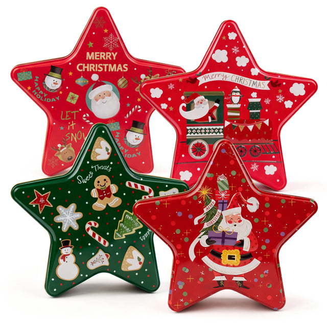 Metalowa puszka świąteczna w kształcie gwiazdy 4szt.