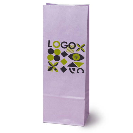 Torba papierowa klockowa z nadrukiem 100 × 70 × 280 mm Pastelowa fioletowa