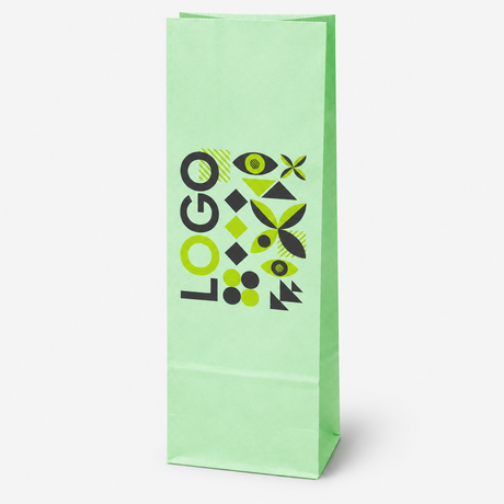 Torba papierowa klockowa z nadrukiem 100 × 70 × 280 mm Pastelowa zielona