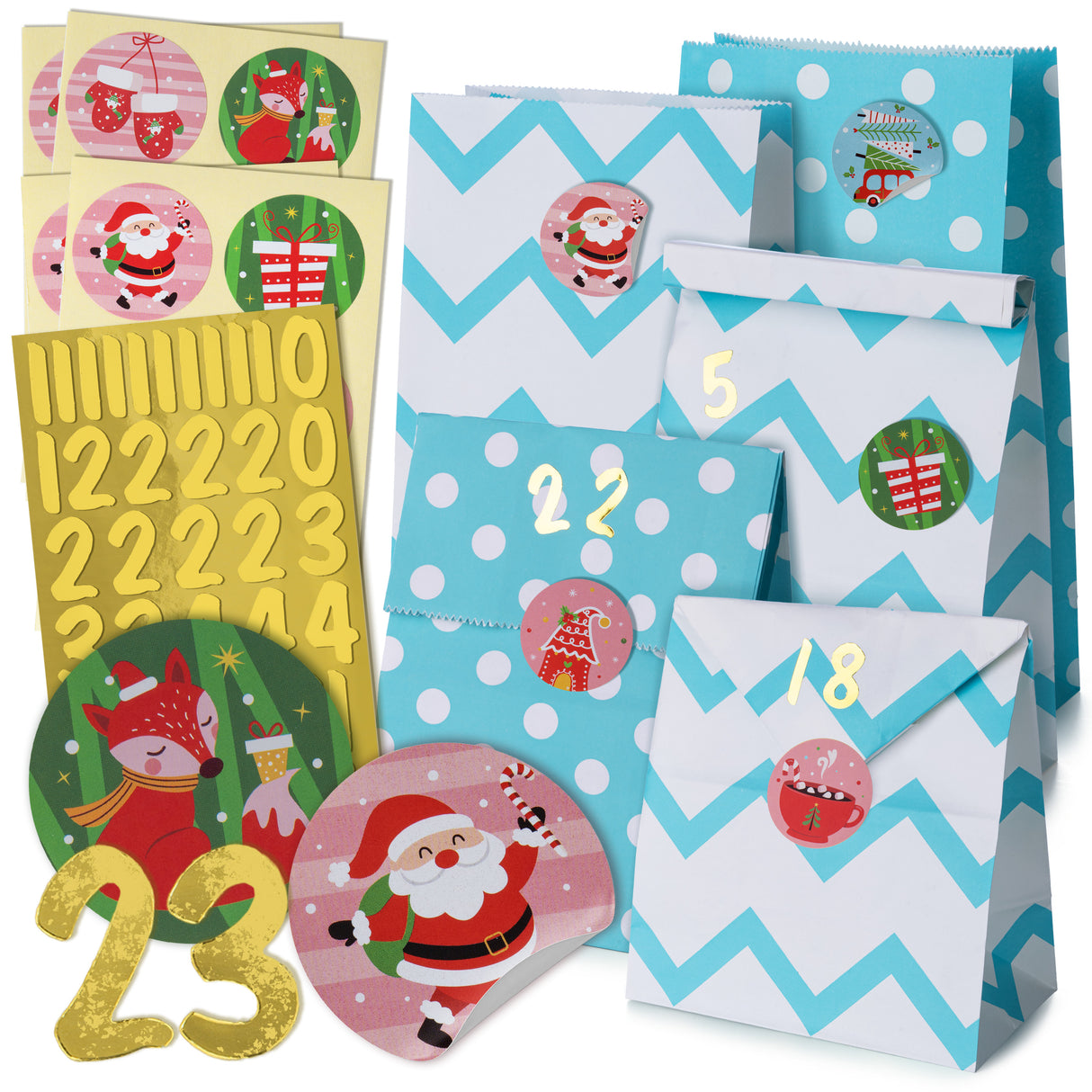 Papierowy kalendarz adwentowy 130x80x240mm Biało Niebieski