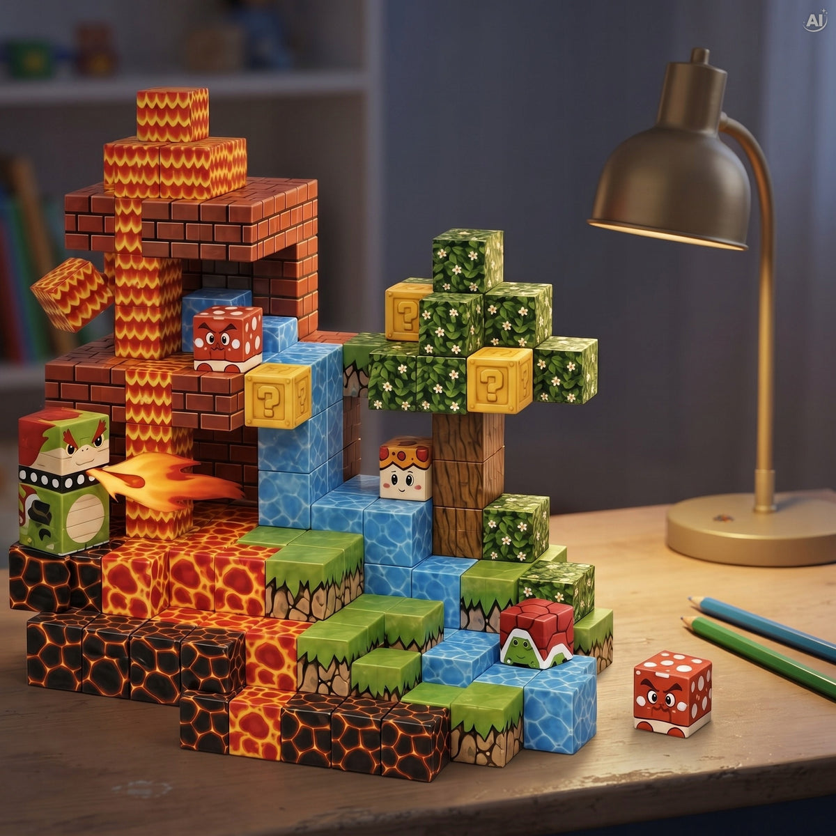 Klocki konstrukcyjne do budowania świata 3D z postaciami