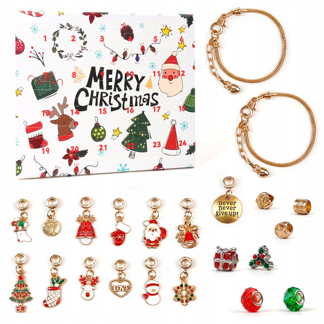 Kalendarz Adwentowy z zestawem bransoletek z zawieszkami