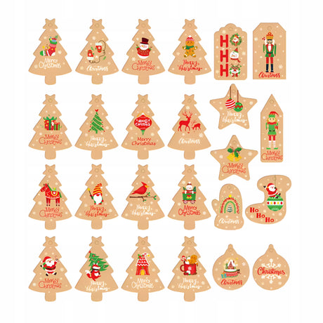 Kraftowe winietki świąteczne 50szt.