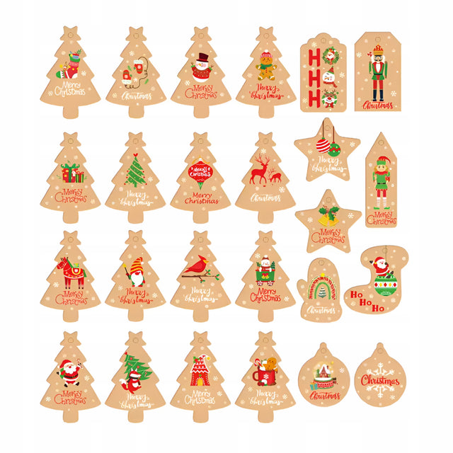 Kraftowe winietki świąteczne 50szt.