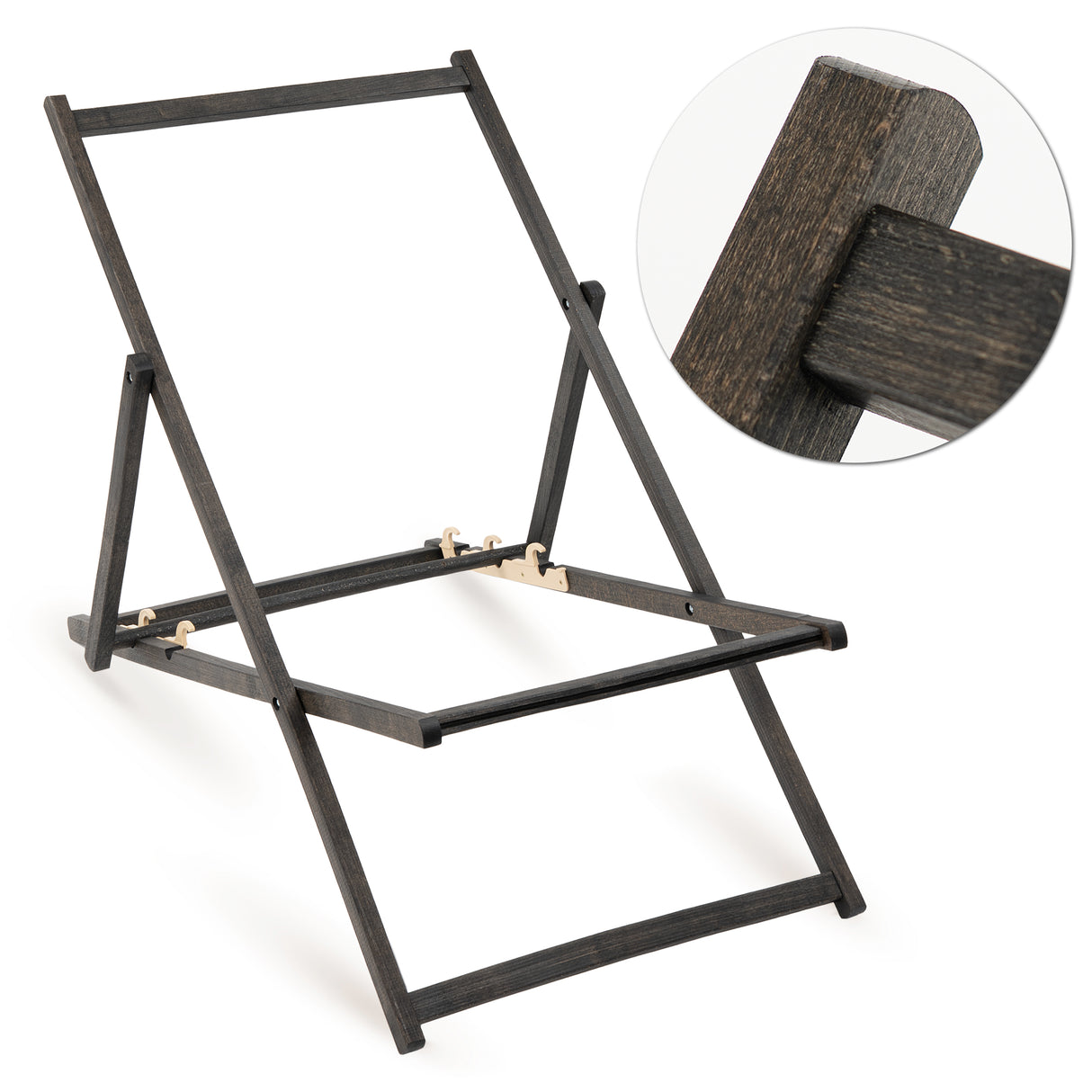 Leżak drewniany PAJĘCZYNA - Czarny Stelaż