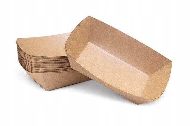 Głęboka tacka papierowa Kraft łódka rozmiar S 50 szt