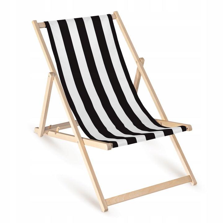 Leżak drewniany w białe paski- Różne kolory Czarny