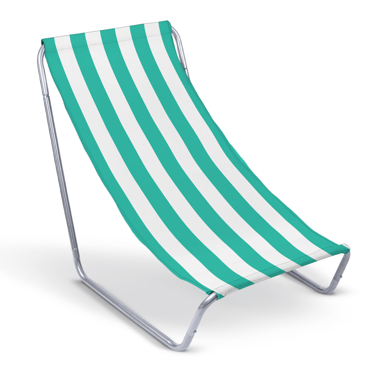 Leżak Plażowy Metalowy Kolorowe paski Turkusowy