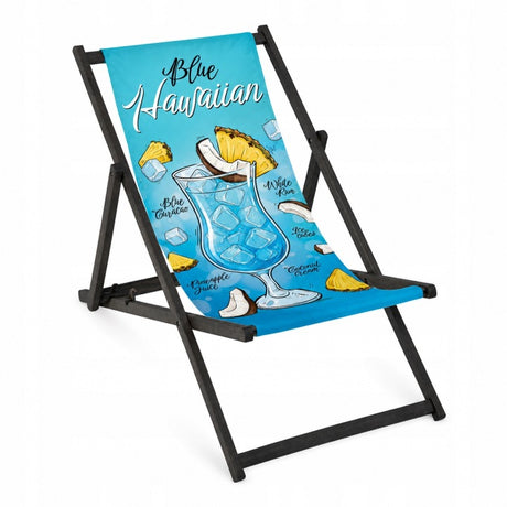 Leżak drewniany BLUE HAWAIIAN - Czarny stelaż