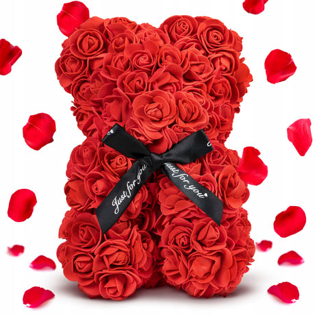 Miś z Róż Czerwony 25cm Na Walentynki
