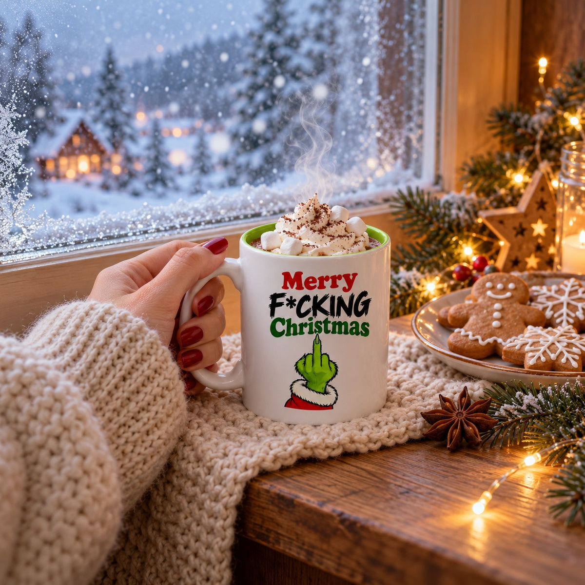 Kubek świąteczny Merry F*cking Christmas Zielony