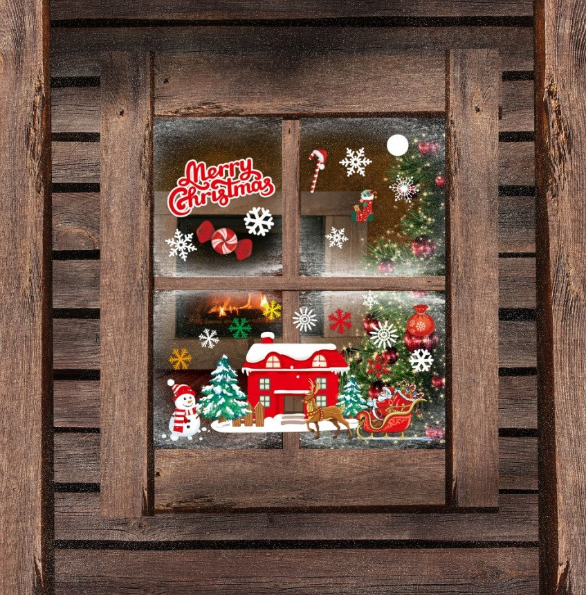 Naklejki świąteczne NA SZYBĘ Ozdoba na okno 35x50 cm ZIMOWY LAS
