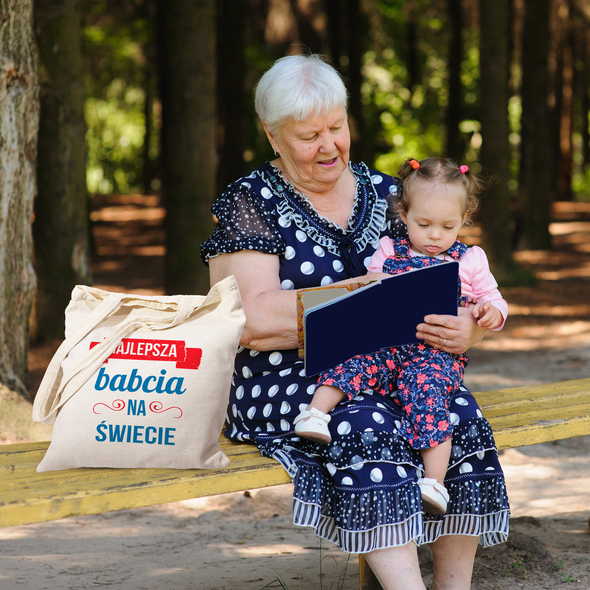 Prezent na dzień babci torba bawełniana Najlepsza babcia na świecie ecru