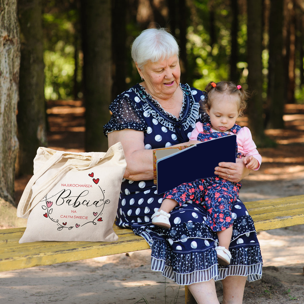Prezent na dzień babci torba bawełniana Najukochańsza babcia na całym świecie ecru