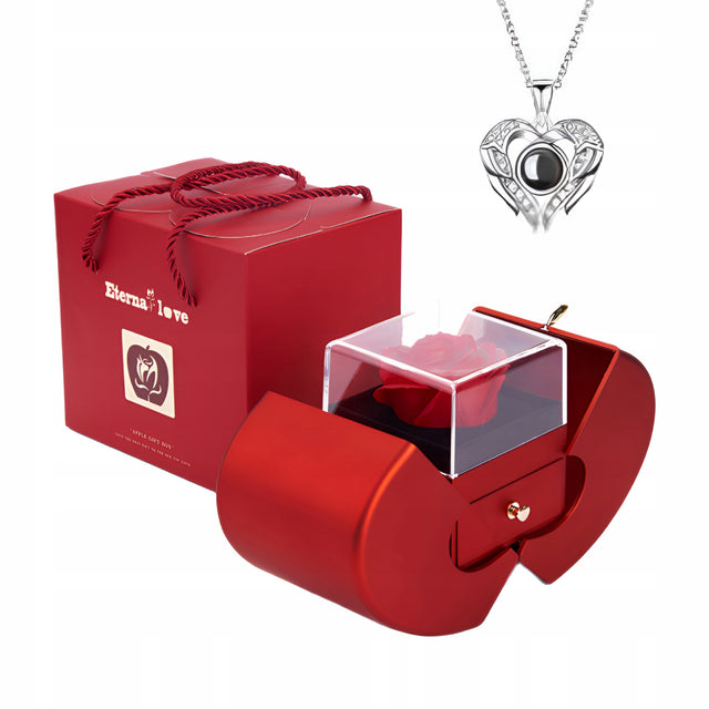 Naszyjnik z wieczną różą w pudełku