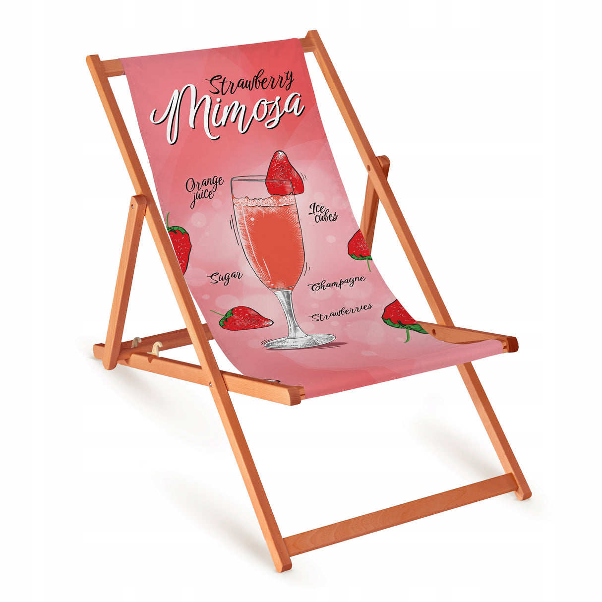 Leżak drewniany STRAWBERRY MIMOSA - Pomarańczowy Stelaż