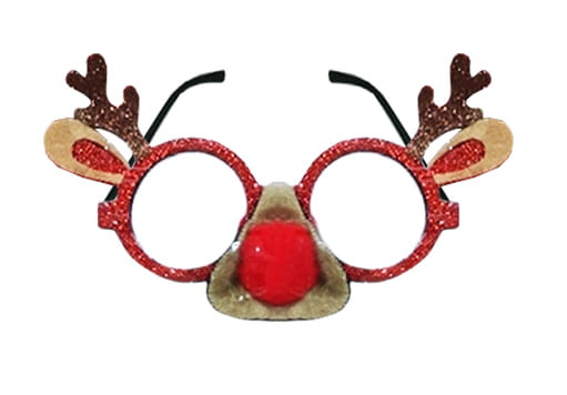 Okulary świąteczne RENIFER czerwony nos