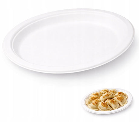 Owalny talerz cateringowy 32cm z trzciny cukrowej 50szt