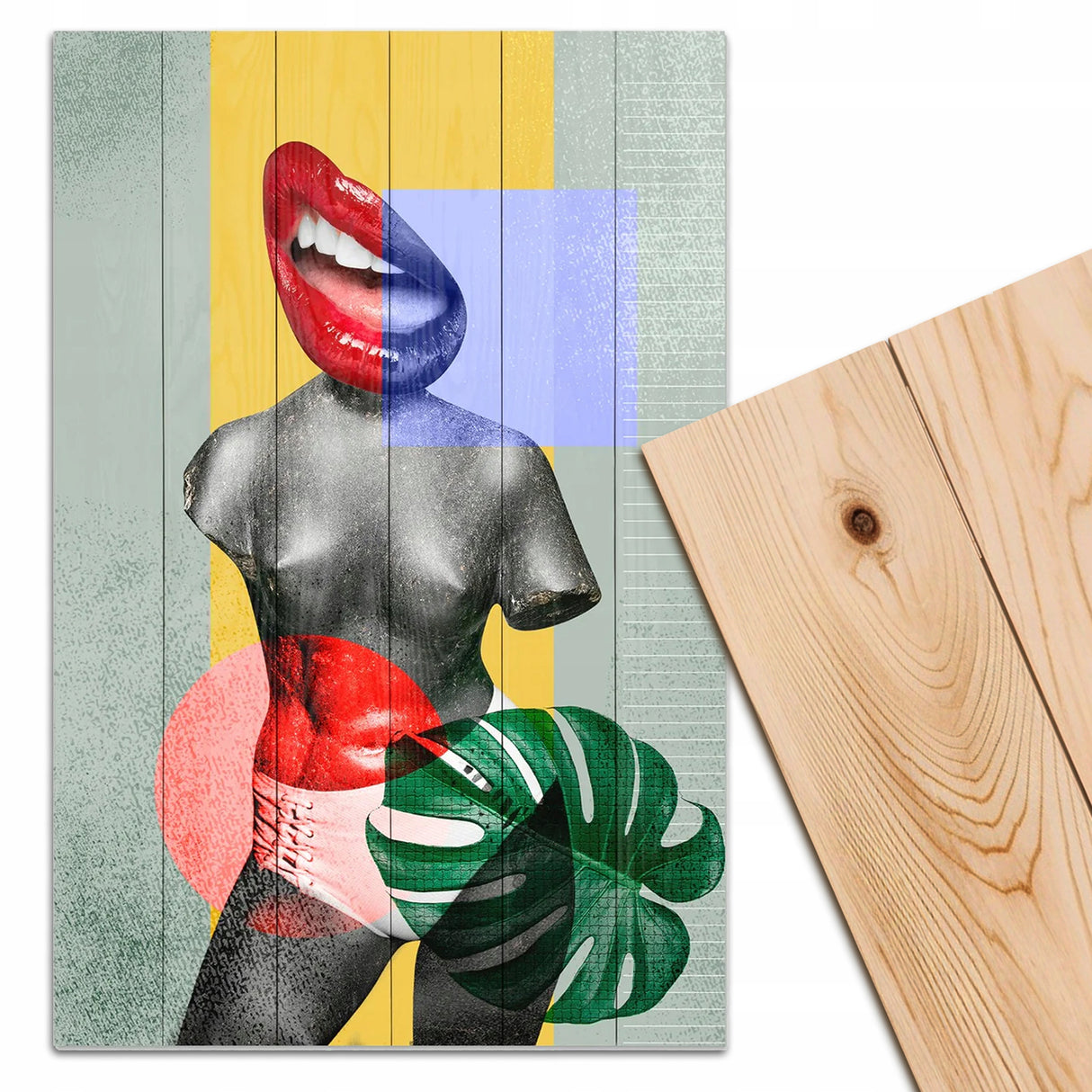 Obraz na drewnie Kolorowy kolaż - Colorful Vintage Collage Design