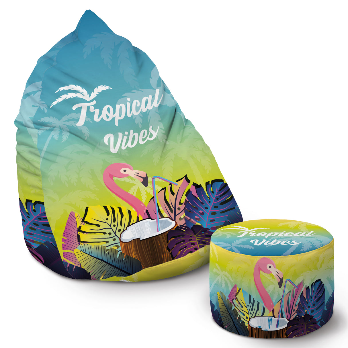 ZESTAW Pufa + Podnóżek Tropical Vibes