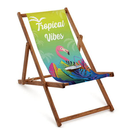 Leżak drewniany TROPICAL VIBES -Brązowy stelaż olejowany PREMIUM