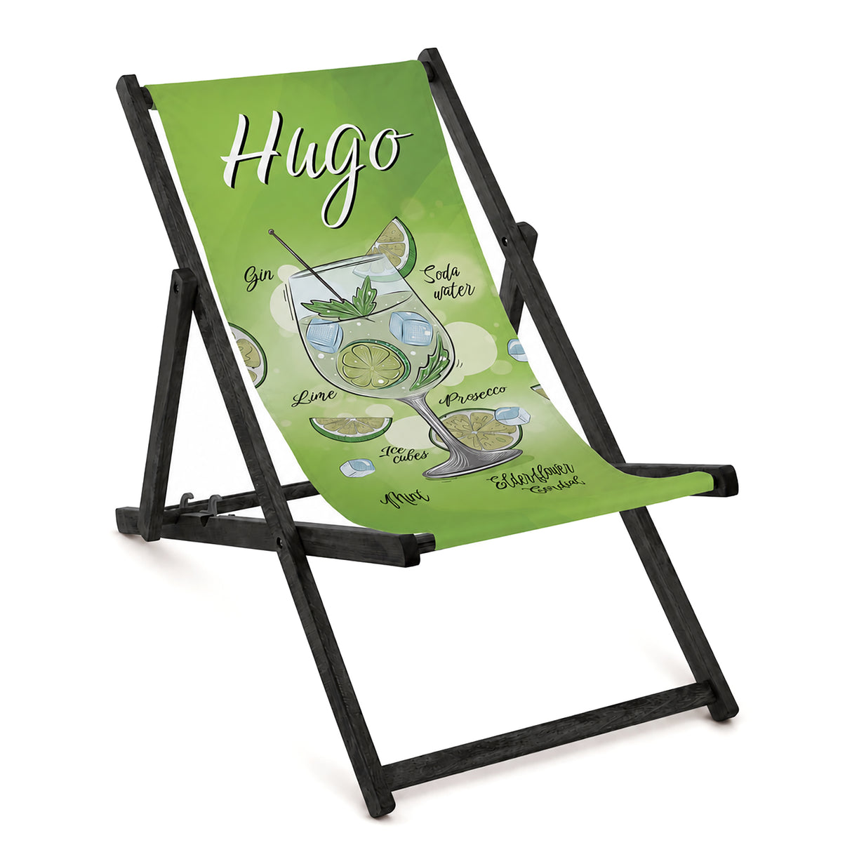 Leżak drewniany HUGO- Czarny stelaż olejowany PREMIUM