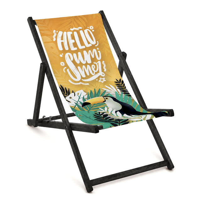 Leżak drewniany HELLO SUMMER- Czarny stelaż olejowany PREMIUM