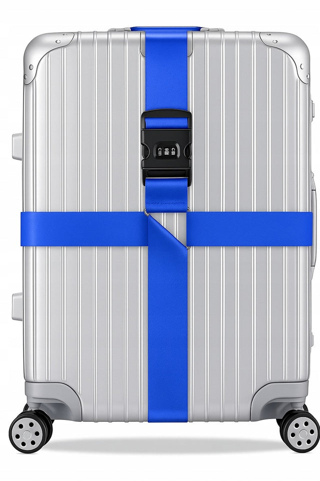 Niebieski pas do walizki z zamkiem szyfrowanym