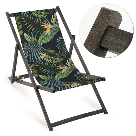 Leżak drewniany FULLPRINT LISCIE - Czarny Stelaż