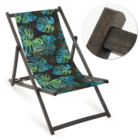 Leżak drewniany FULLPRINT LISCIE MONESTRY - Czarny Stelaż