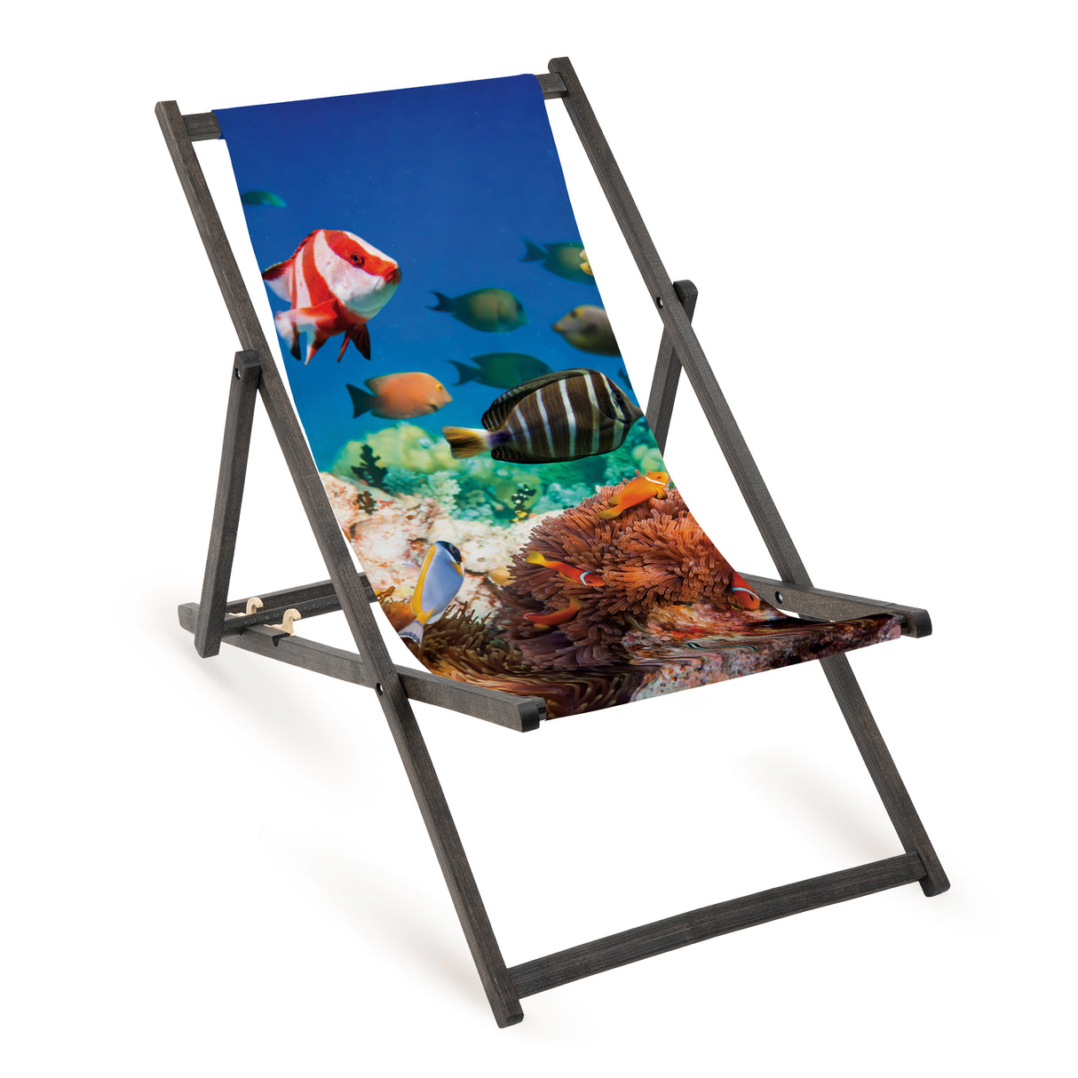 Leżak drewniany OCEAN - Czarny Stelaż