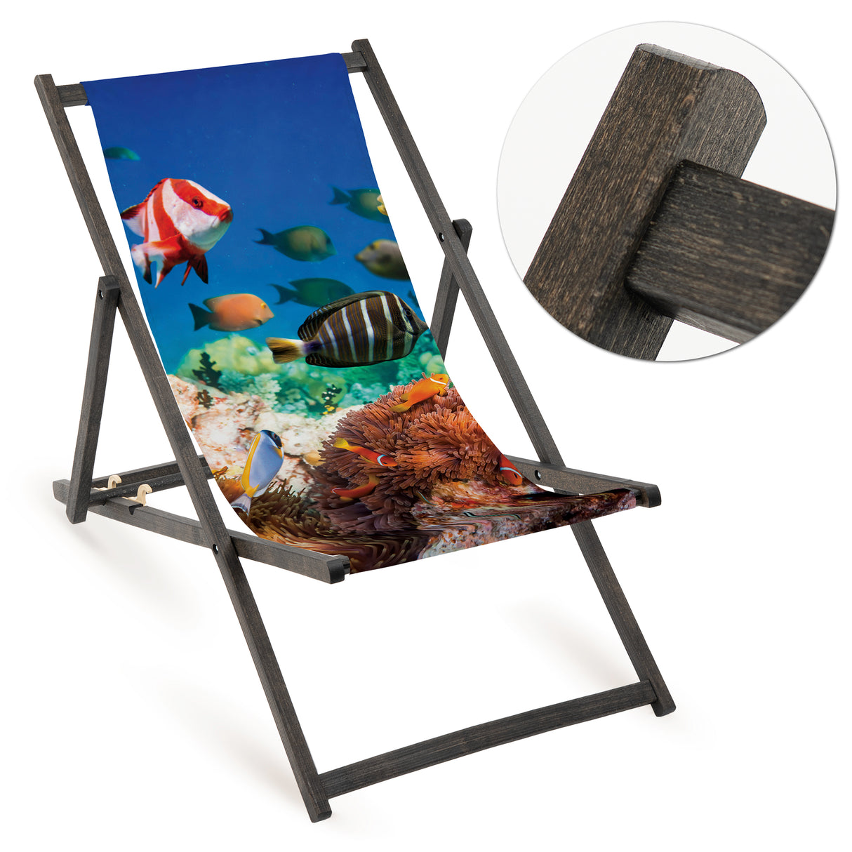 Leżak drewniany OCEAN - Czarny Stelaż
