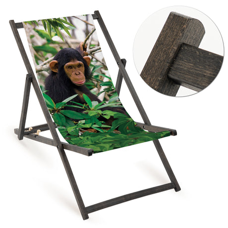 Leżak drewniany MAŁPA - Czarny Stelaż