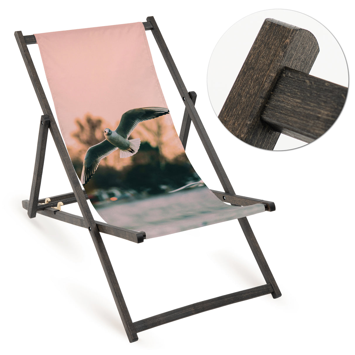 Leżak drewniany MEWA - Czarny Stelaż