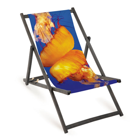 Leżak drewniany ŻÓŁTA MEDUZA - Czarny Stelaż