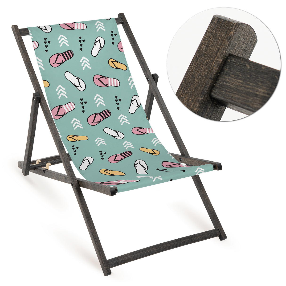 Leżak drewniany KLAPKI - Czarny Stelaż