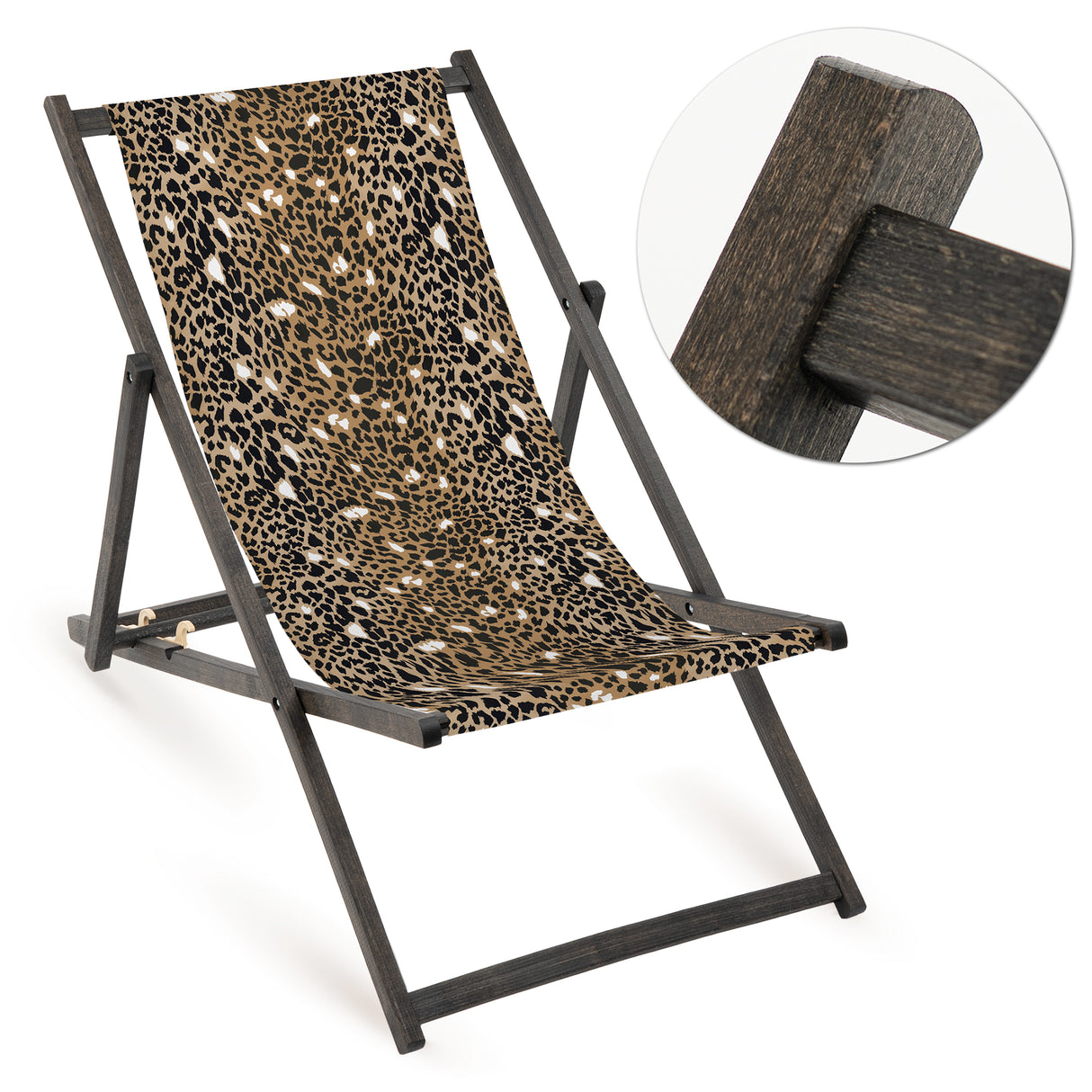 Leżak Drewniany CĘTKI LAMPARTA - Czarny Stelaż