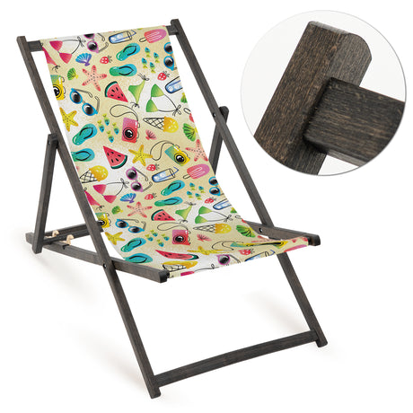 Leżak drewniany OWOCE - Czarny Stelaż