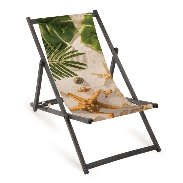 Leżak drewniany PLAŻA - Czarny Stelaż