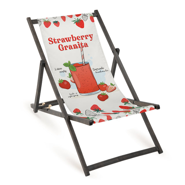 Leżak drewniany STRAWBERRY GRANITA - Czarny Stelaż